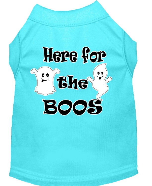 Here for the Boos Screen Print Dog Shirt Aqua Med